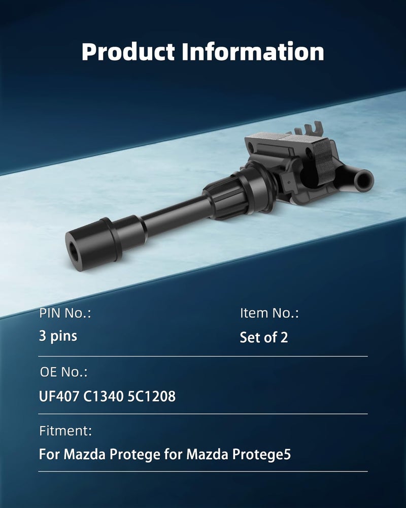 ECCPP UF407 ignition coils Pack of 2,coils packs,for Mazda Protege 2001 2002 2003 2.0L,Protege5 2002 2003 2.0L UF407 - Image 3